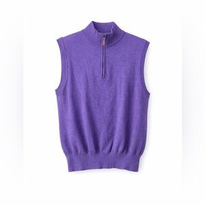Peter Millar 100% merino wool quarter zip men's purple sweater vest size M